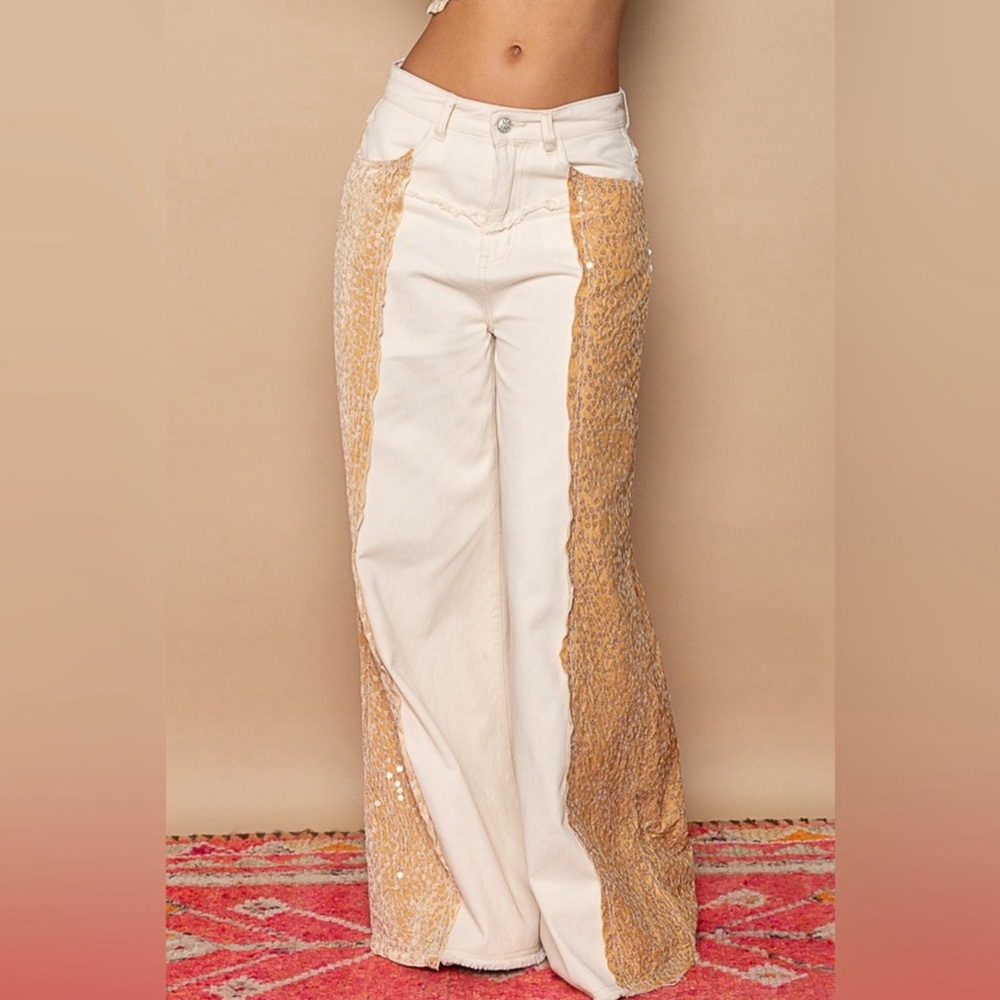 POL Gorgeous Cotton and Velvet pants with sequins.  *NEW*